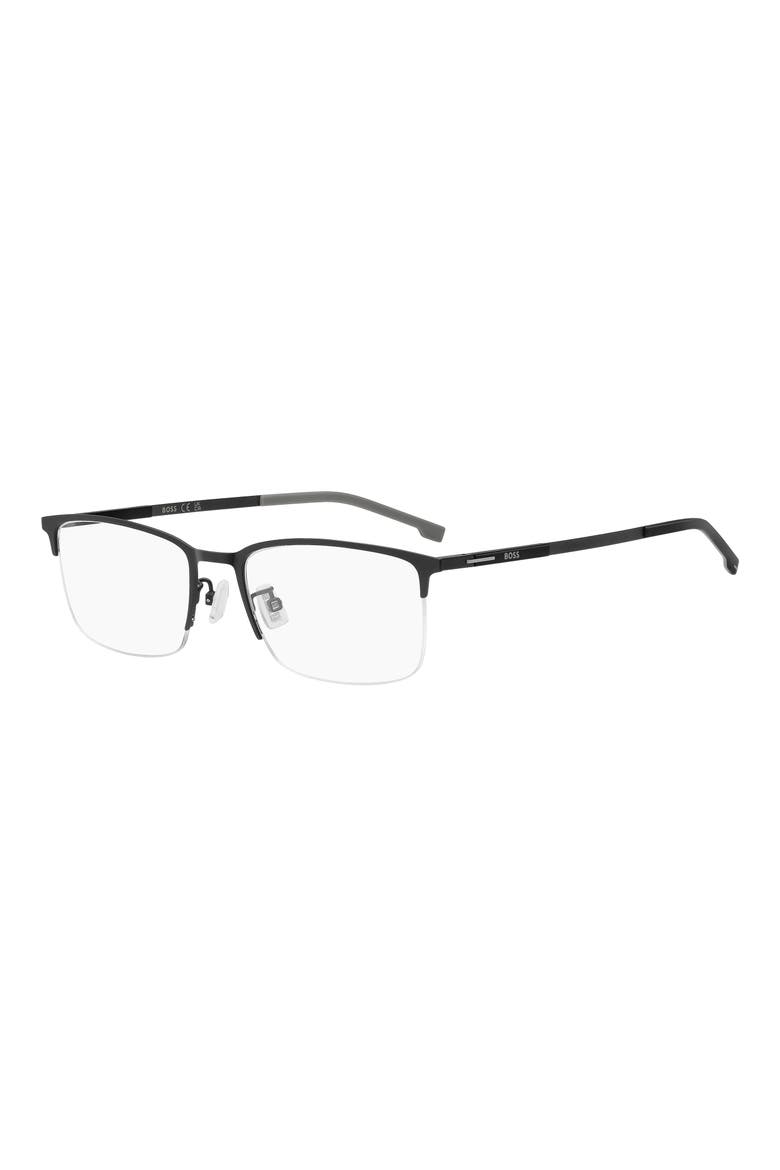 55mm Rectangular Optical Glasses, Alternate, color, MATTE BLACK