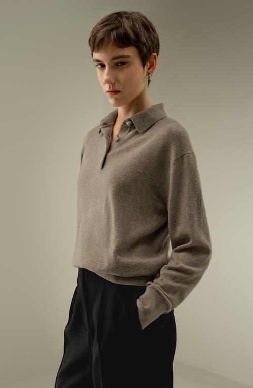 Lilysilk Baby Cashmere Long-sleeve Polo Shirt In Gray
