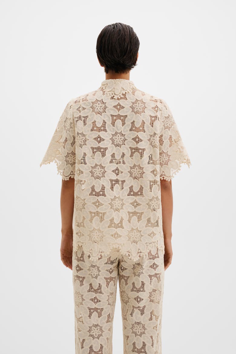 Ari Guipure Lace Shirt, Alternate, color, Sand
