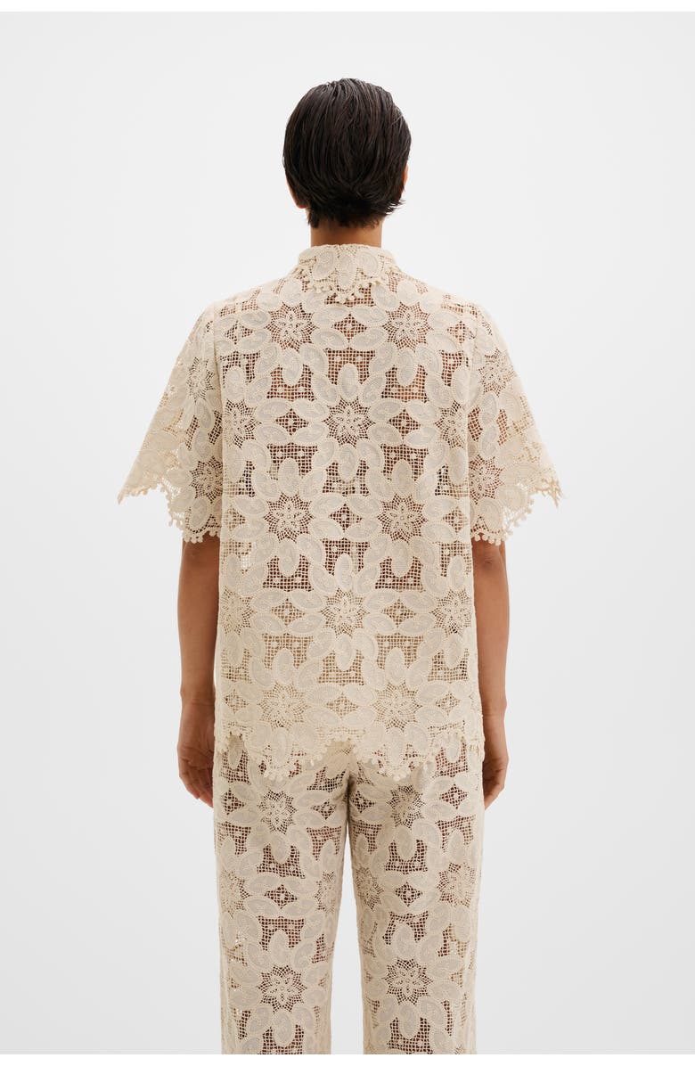 Malina Ari Guipure Lace Shirt, Alternate, color, Sand