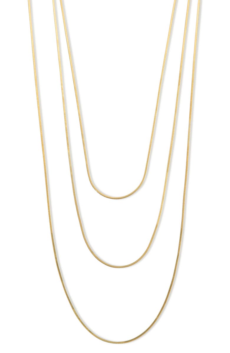 Argento Vivo Sterling Silver Dainty Triple Chain Layered Necklace, Main, color,
