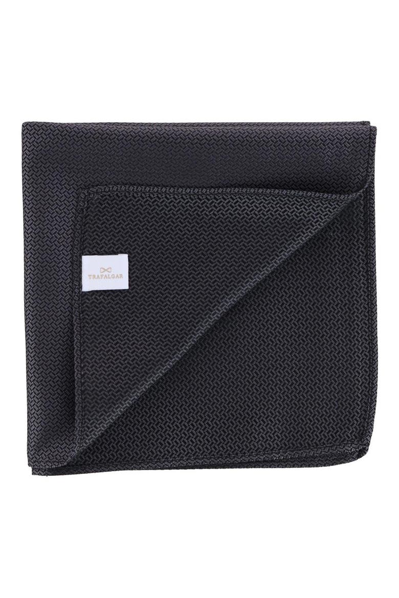 The Monte Bello Interlocked Silk Pocket Square, Main, color, BLACK