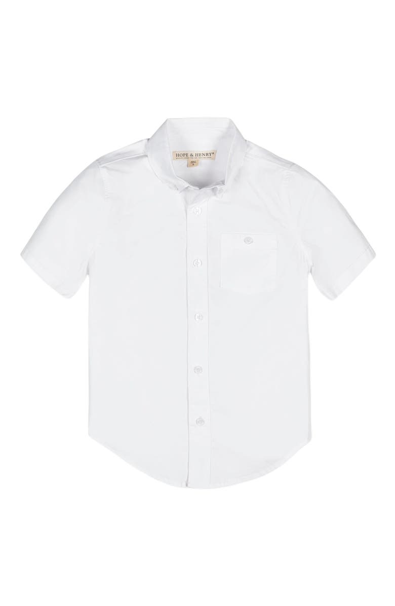 Hope & Henry Boys' Organic Stretch Poplin Short Sleeve Shirt, Kids, Alternate, color, White Short Sleeve