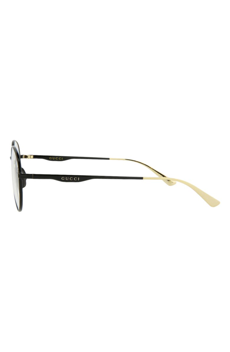 Gucci 51mm Round Optical Frames, Alternate, color, Black Black Transparent