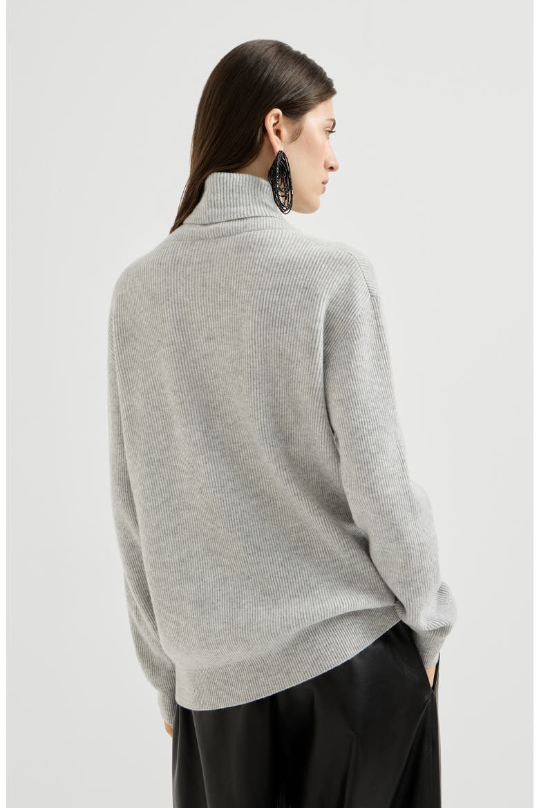 Cashmere English rib turtleneck sweater with monili, Alternate, color, Pebble