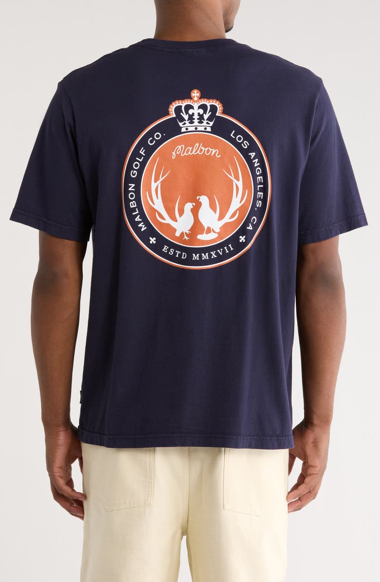 Malbon Golf Oakwood Cotton T-Shirt, Alternate, color, Navy