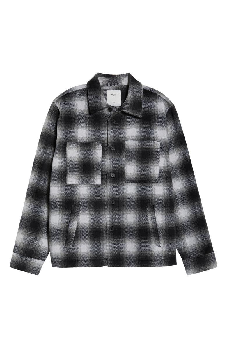 Percival Check Wool Blend Flannel Overshirt, Alternate, color, Grey