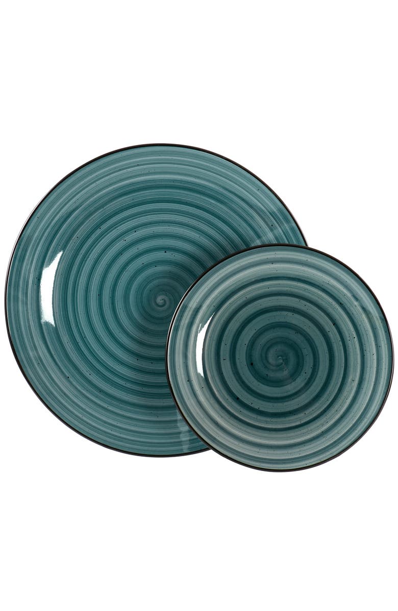 Elama Gia 24 Piece Round Stoneware Dinnerware Set, Alternate, color, White