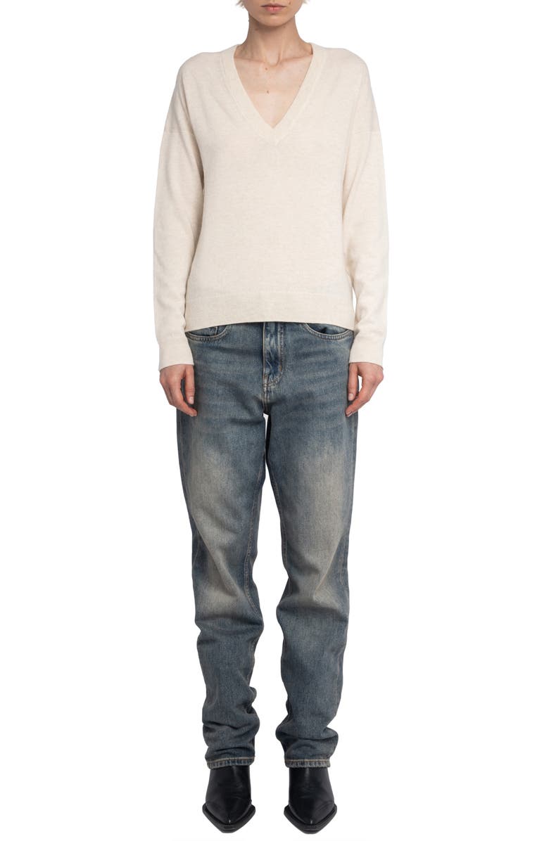 Zadig & Voltaire Vivi Elbow Patch Wool & Cashmere Sweater, Alternate, color,