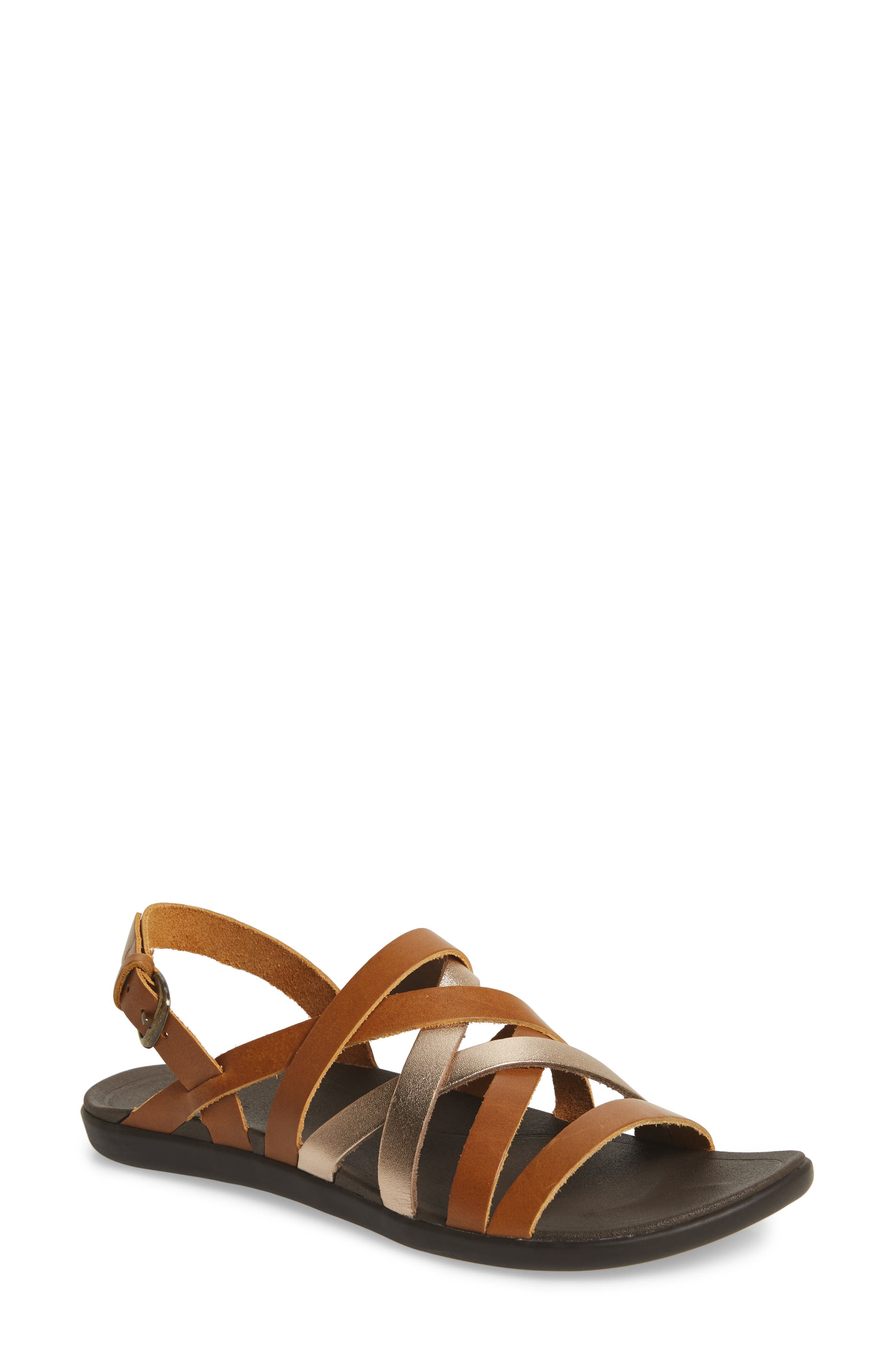 'Awe'Awe Sandal, Main, color, SAHARA/ BUBBLY LEATHER