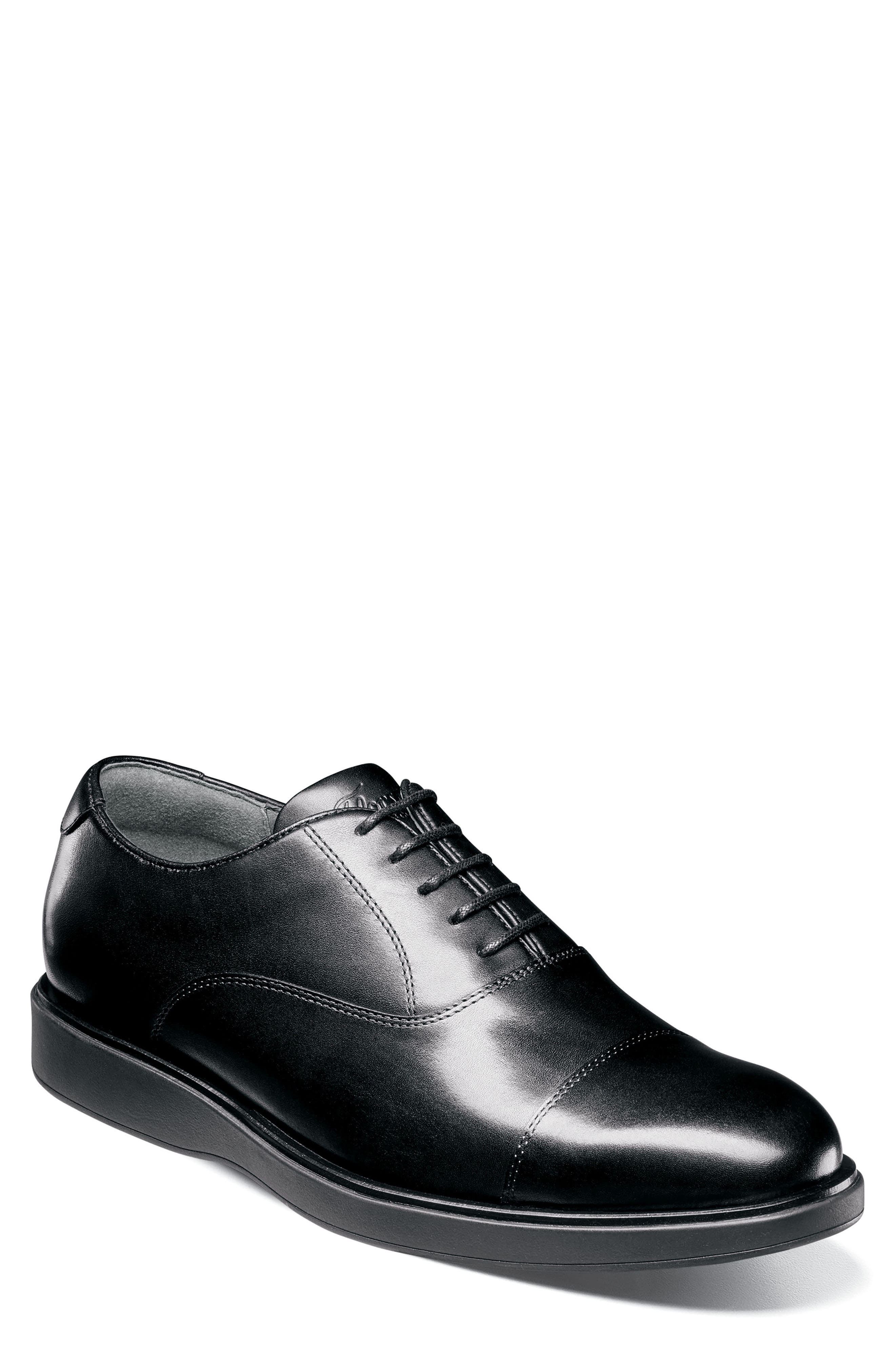 Avenue Leather Cap Toe Oxford, Main, color, BLACK