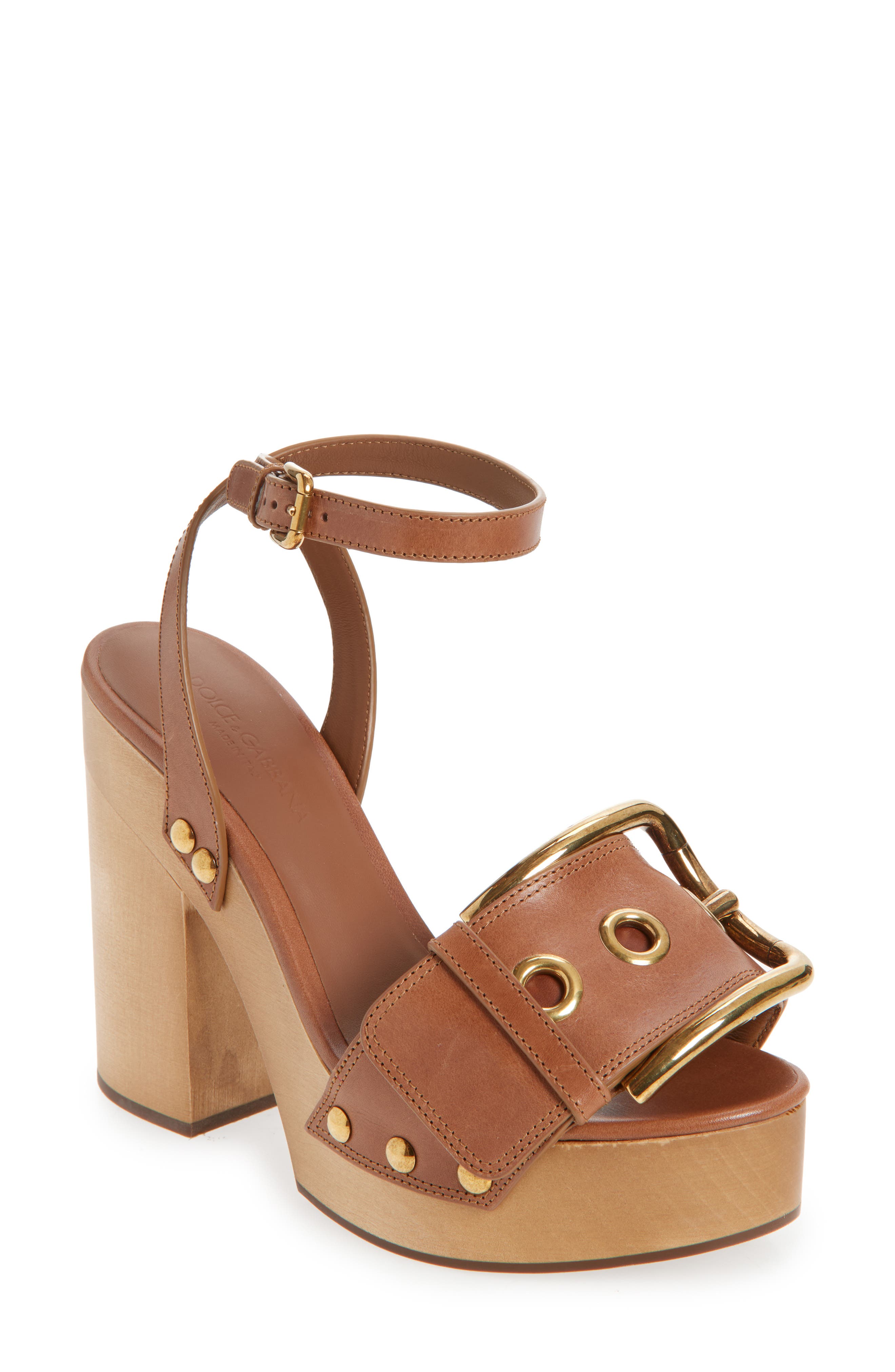 Dolce&Gabbana Ankle Strap Platform Sandal, Main, color, Cuoio