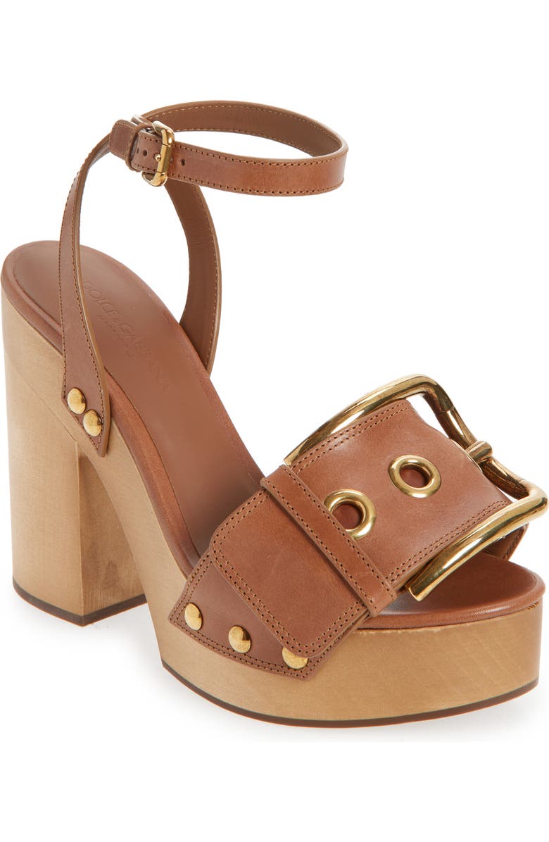Dolce&Gabbana Ankle Strap Platform Sandal, Main, color, Cuoio