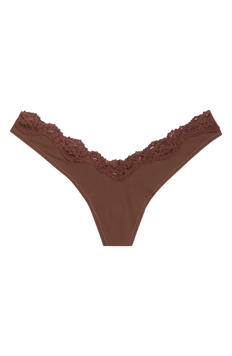 SKIMS Fits Everybody Lace Dipped Thong, Main, color, Cocoa