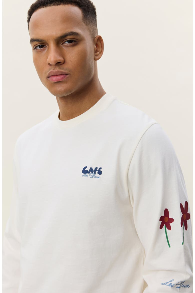 Café Long Sleeve Cotton Graphic T-Shirt, Alternate, color, LIGHT IVORY