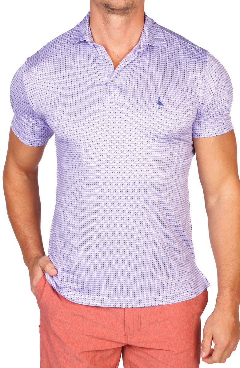 TailorByrd Floral Compass Performance Golf Polo, Alternate, color, Peri Blue