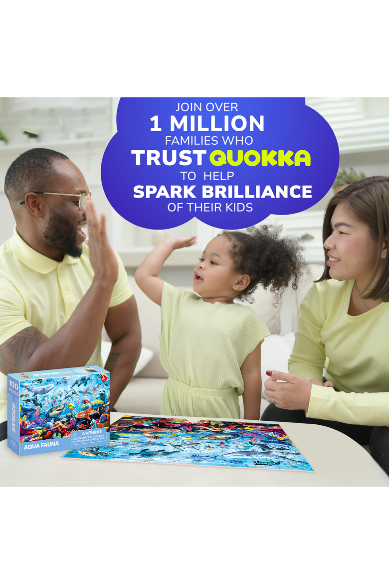 Kids Jigsaw Puzzle Set - Illustrated 100-Piece Puzzles with Educational Themes, Alternate, color, Ocean