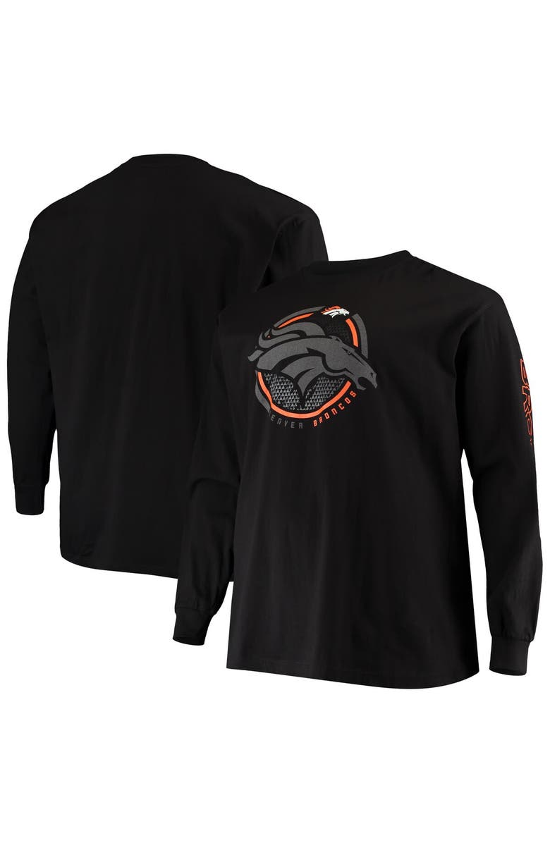 FANATICS Men's Fanatics Branded Black Denver Broncos Big & Tall Color Pop Long Sleeve T-Shirt, Main, color,
