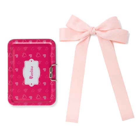 Classic Long Ribbon Bow Clip Gift Set with Tin Case