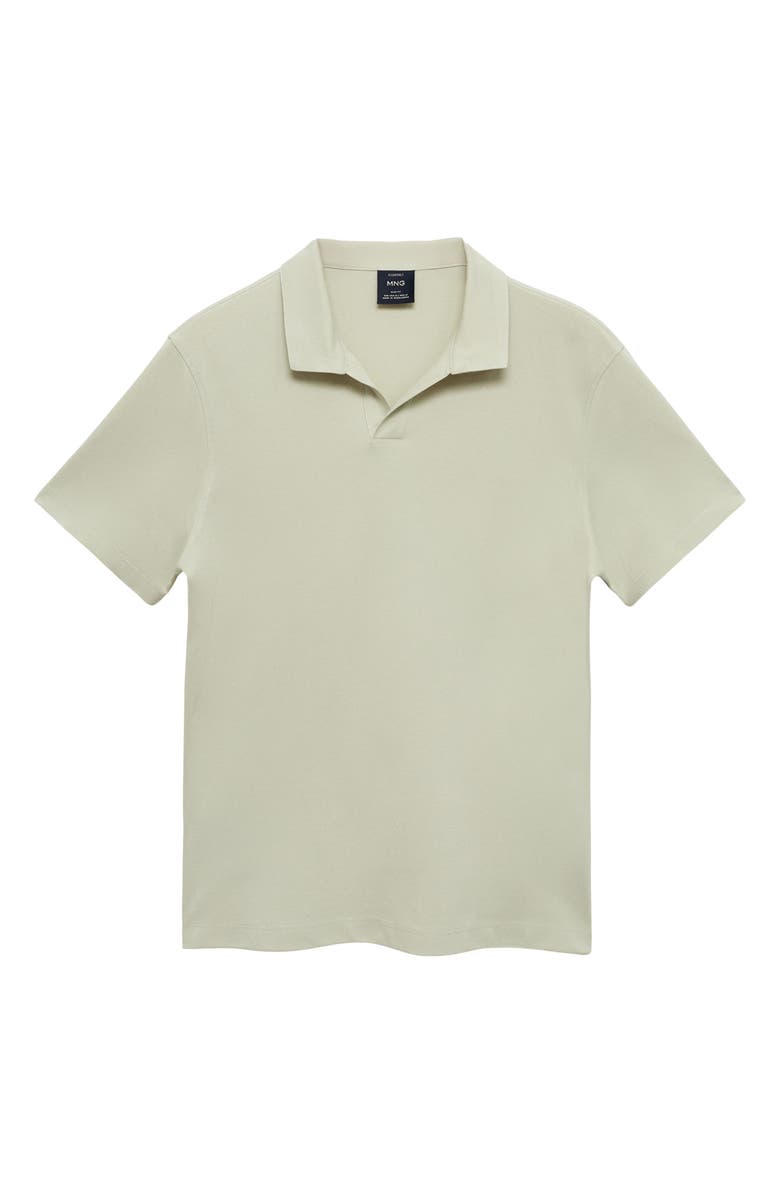 MANGO Solid Johnny Collar Cotton Blend Piqué Polo, Alternate, color, Mint Green