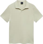 MANGO Solid Johnny Collar Cotton Blend Piqué Polo