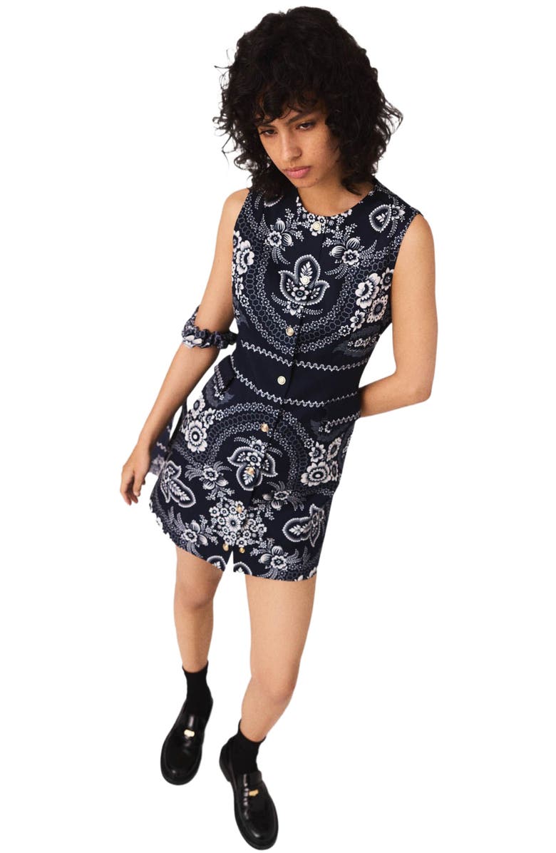 maje Mini bandana print dress, Alternate, color, Navy Bandana Print