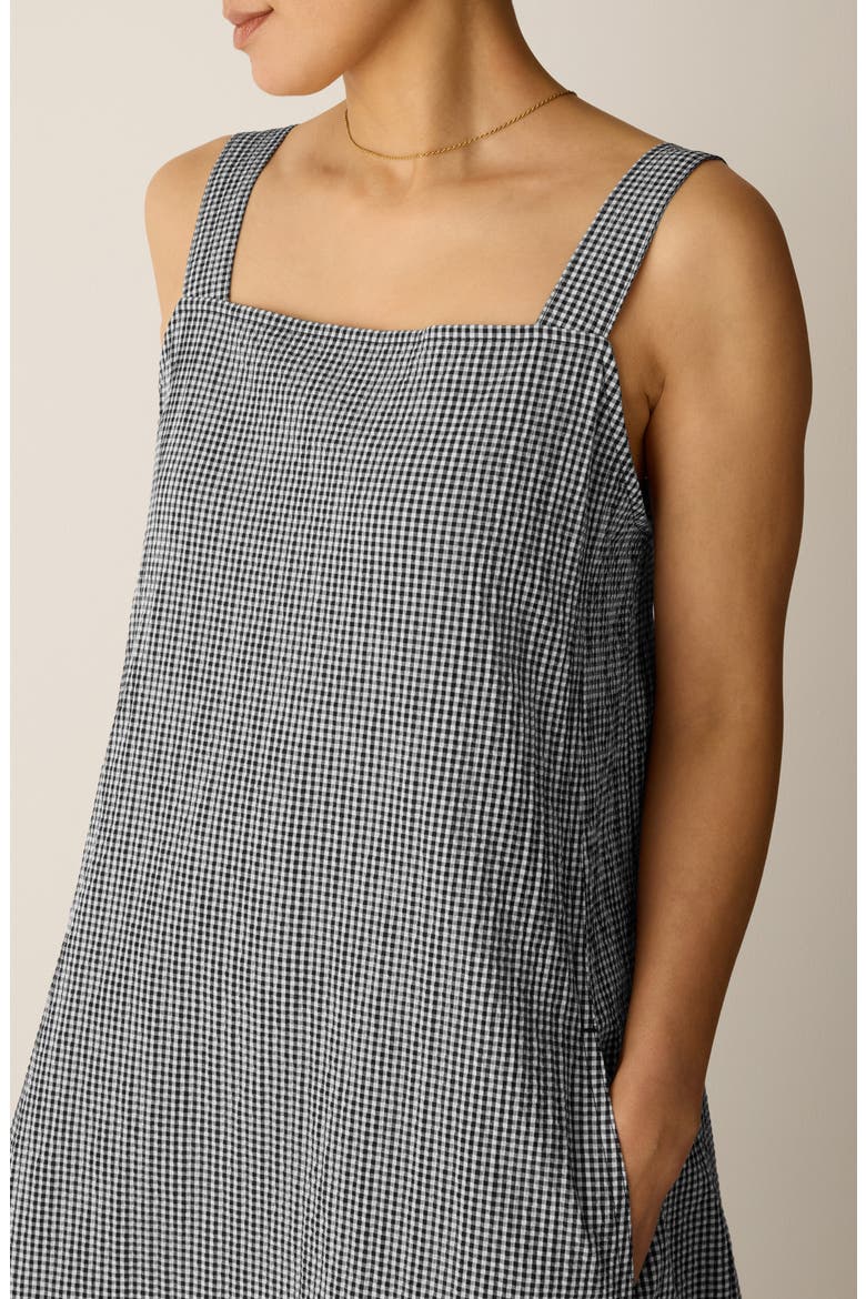 Check Sleeveless Stretch Organic Cotton Lantern Maxi Dress, Alternate, color, BLACK/ WHITE