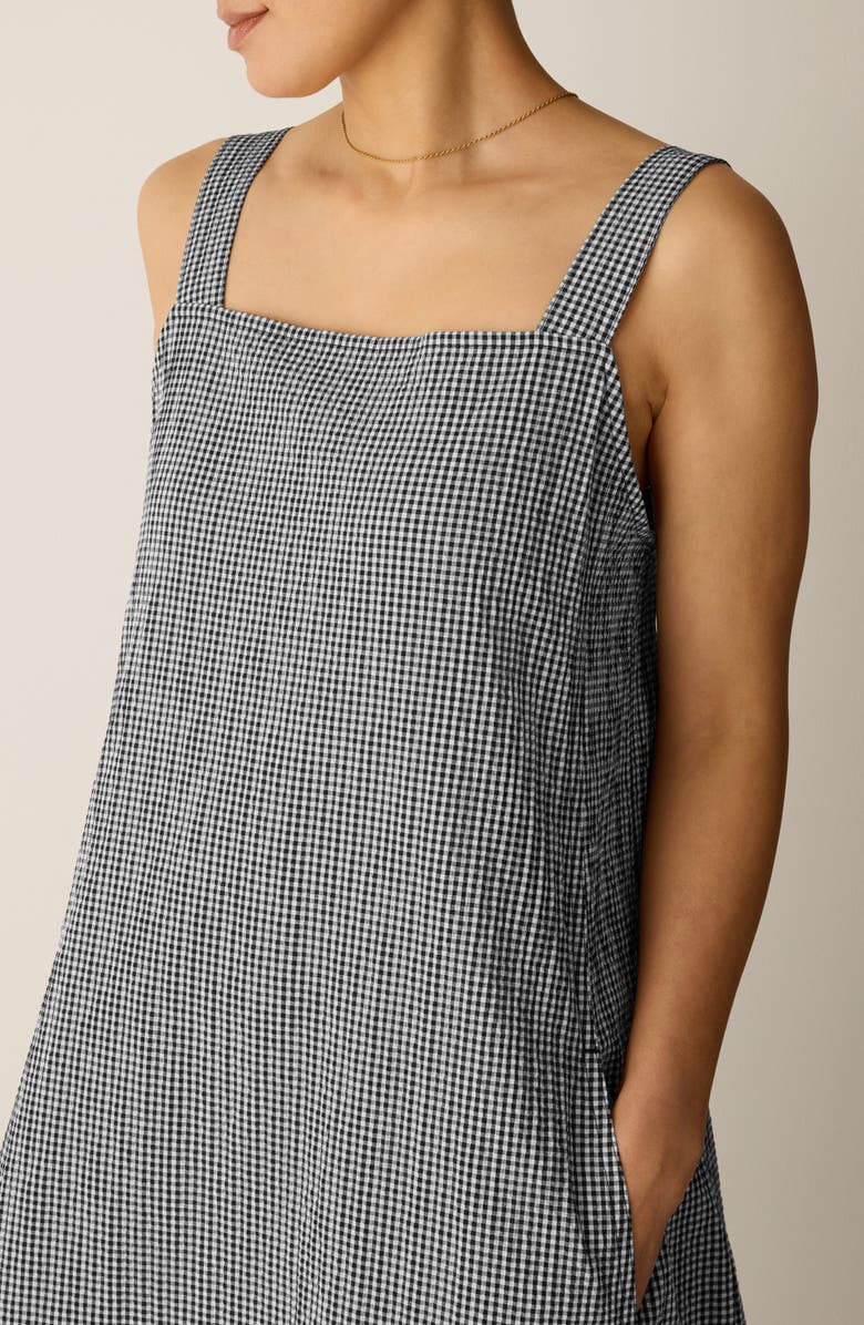 Eileen Fisher Check Sleeveless Stretch Organic Cotton Lantern Maxi Dress, Alternate, color, 