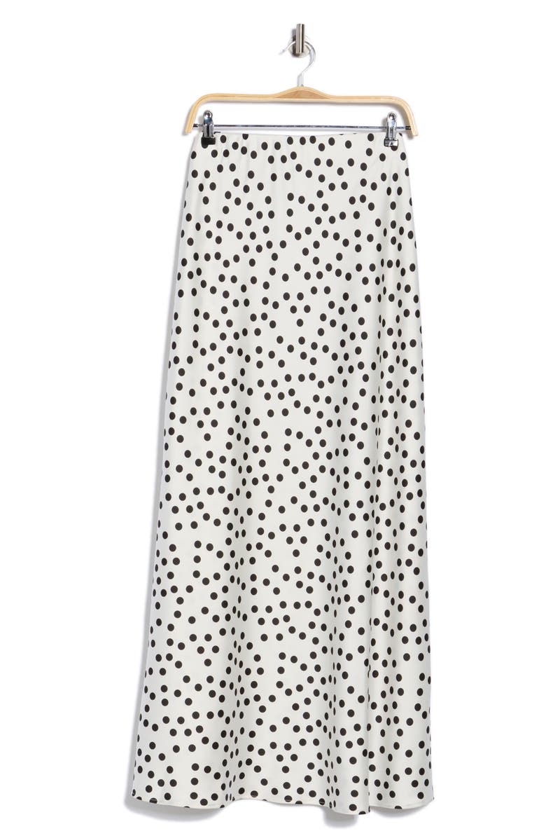 Renee C Polka Dot Satin Maxi Skirt, Alternate, color, White/ Black