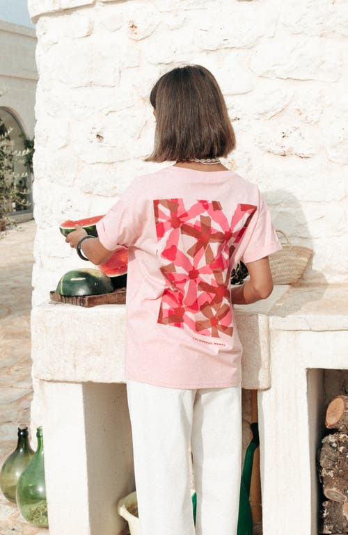 Colourful Rebel Flower Square Boxy Tee In Pink