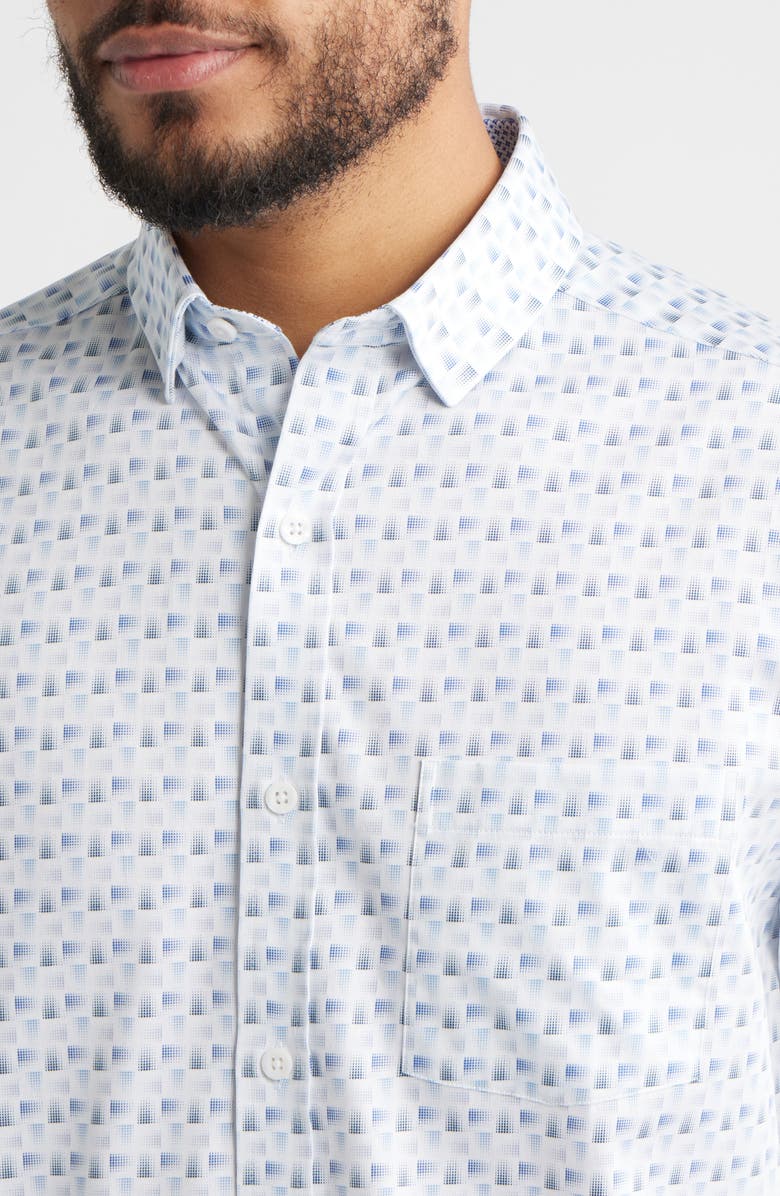 Johnston & Murphy Logan Print Button-Up Shirt, Alternate, color, White/ Gray Shadow Box