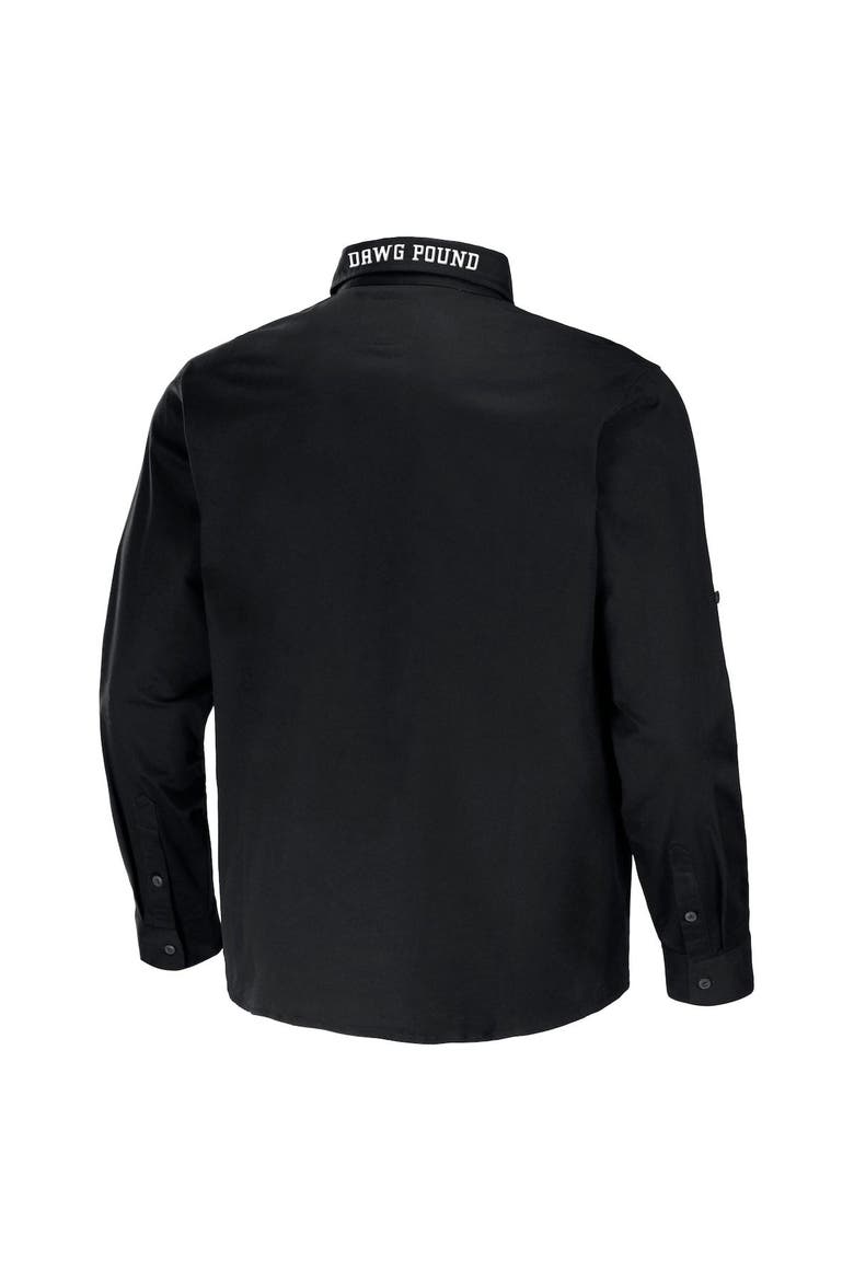 Men's NFL x Darius Rucker Collection by Fanatics Black Cleveland Browns Convertible Twill Long Sleeve Button-Up Shirt, Alternate, color, Black