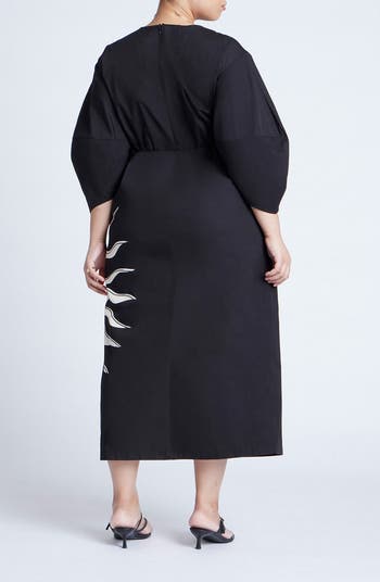Balloon Sleeve Twist Detail Column Dress