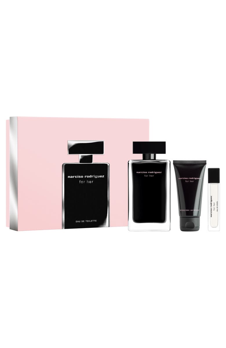 Narciso Rodriguez For Her Eau de Toilette 3-Piece Gift Set $165 Value, Main, color,