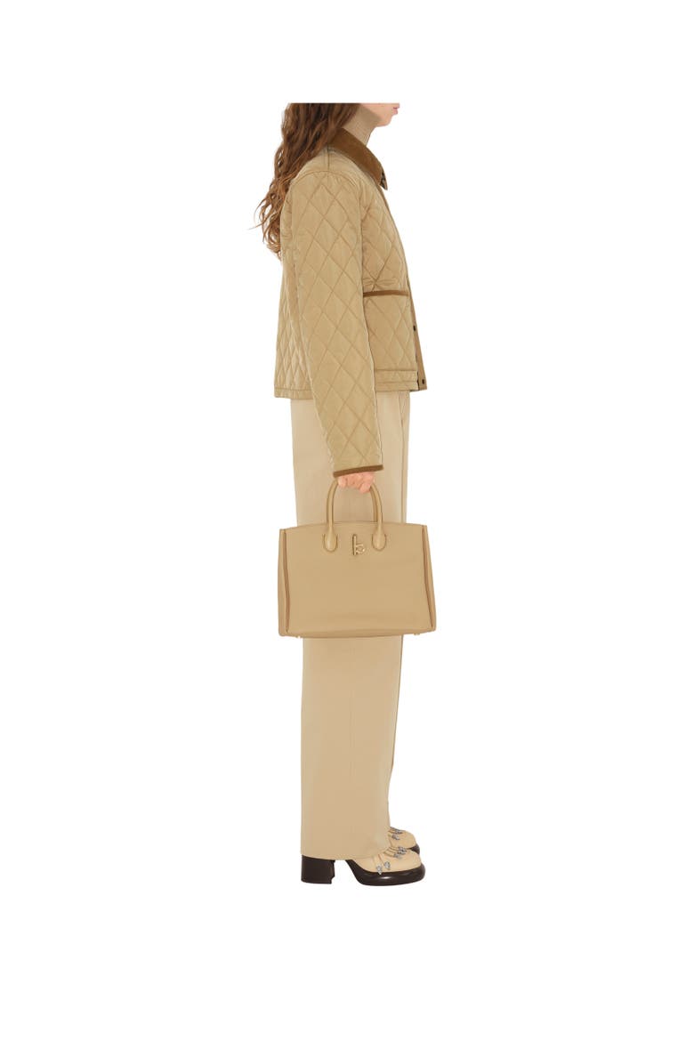 Cropped Quilted Nylon Jacket, Alternate, color, Flax beige/sand beige