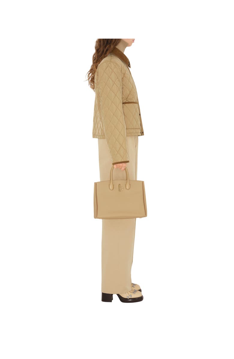 Burberry Cropped Quilted Nylon Jacket, Alternate, color, Flax Beige/Sand Beige
