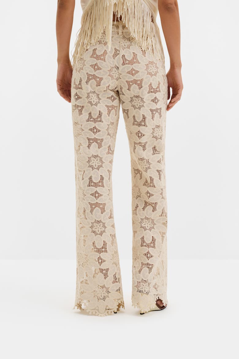 Natalina Guipure Lace Pants, Alternate, color, Sand