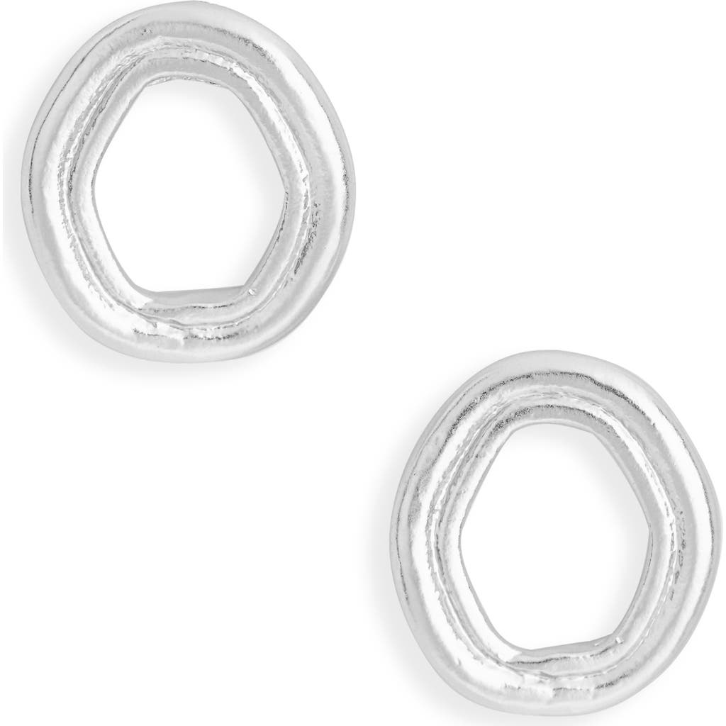 Karine Sultan Oblong Hollow Frame Stud Earrings In Silver