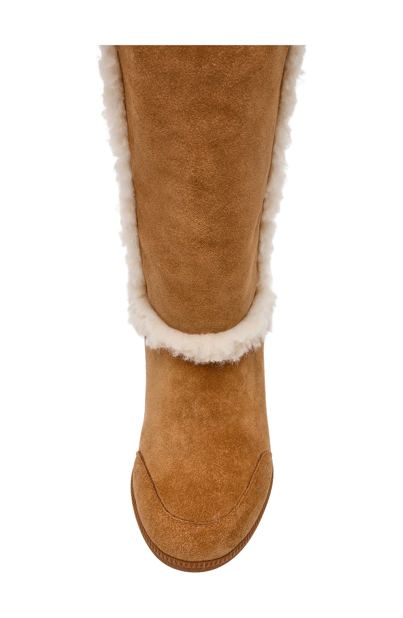 Woodside Faux Shearling Wedge Boot, Alternate, color, CHSNUT SUE