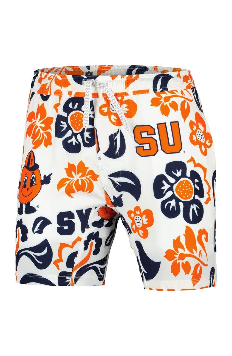 Wes & Willy Men's Wes & Willy  White Syracuse Orange Vault Tech Swimming Trunks, Alternate, color, 
