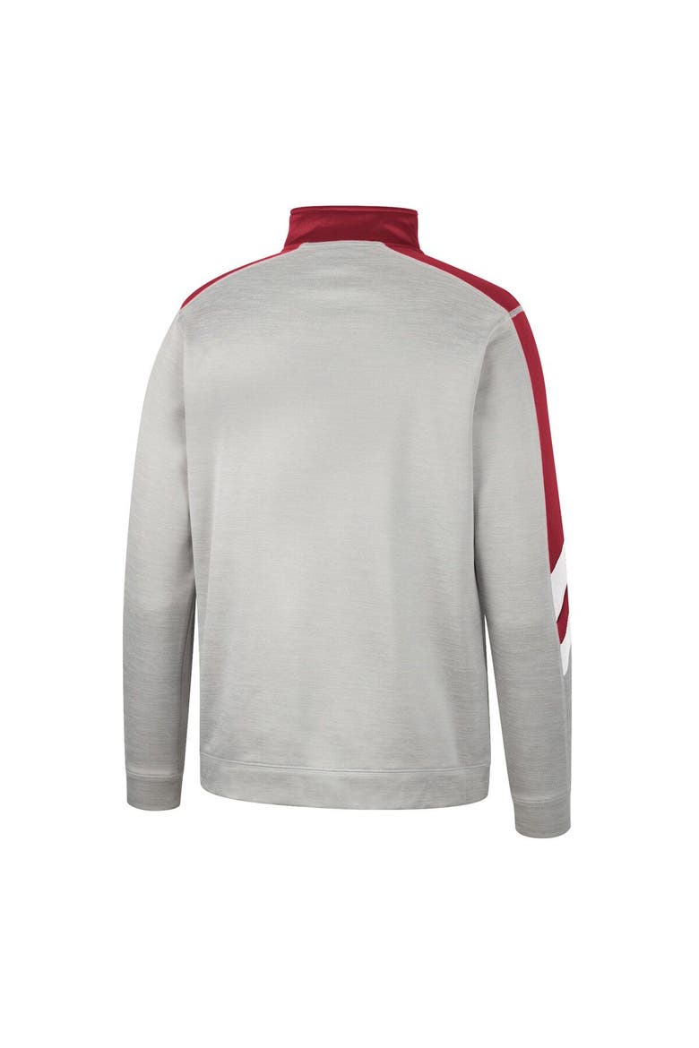 Men's Colosseum Gray/Cardinal Stanford Cardinal Bushwood Fleece Quarter-Zip Jacket, Alternate, color, Gray