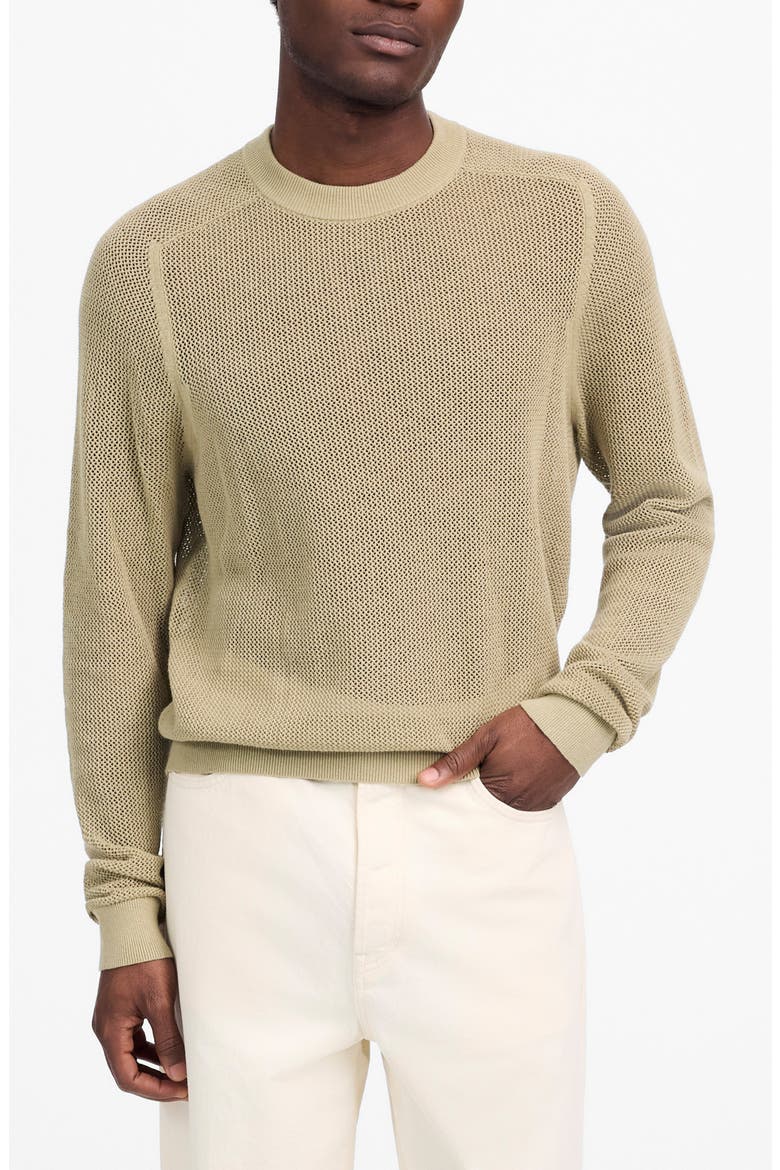 Mesh Knit Crewneck Sweater, Main, color, LIGHT CARGO