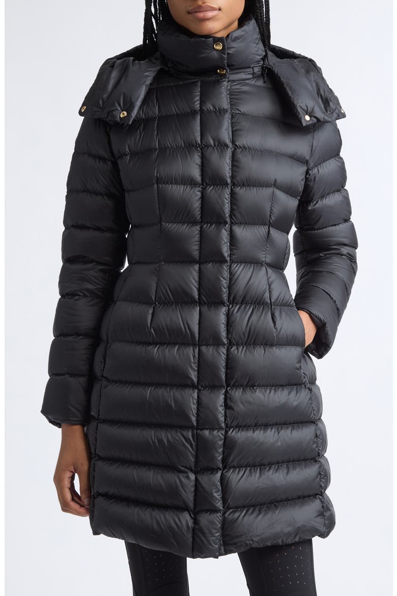 Hirmas Long Hooded Down Puffer Coat, Main, color, BLACK