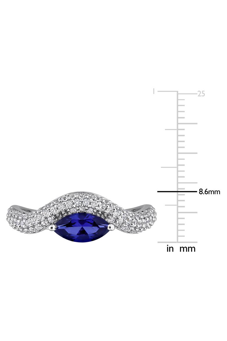 Lab Grown Blue & White Sapphire Wavy Band Ring, Alternate, color, BLUE