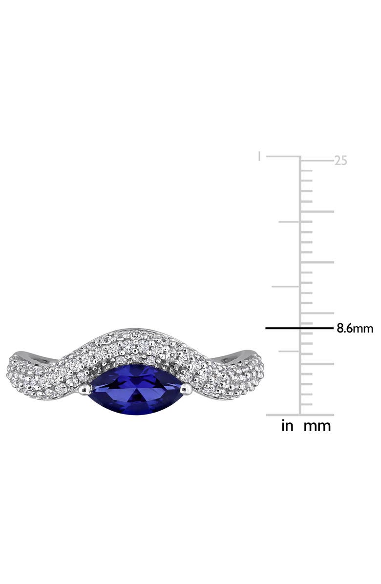 DELMAR Lab Grown Blue & White Sapphire Wavy Band Ring, Alternate, color, Blue