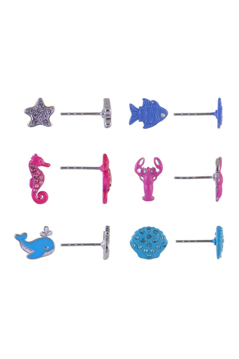6 Pack Sea Life Stud Earring Set, Alternate, color, Multicolored