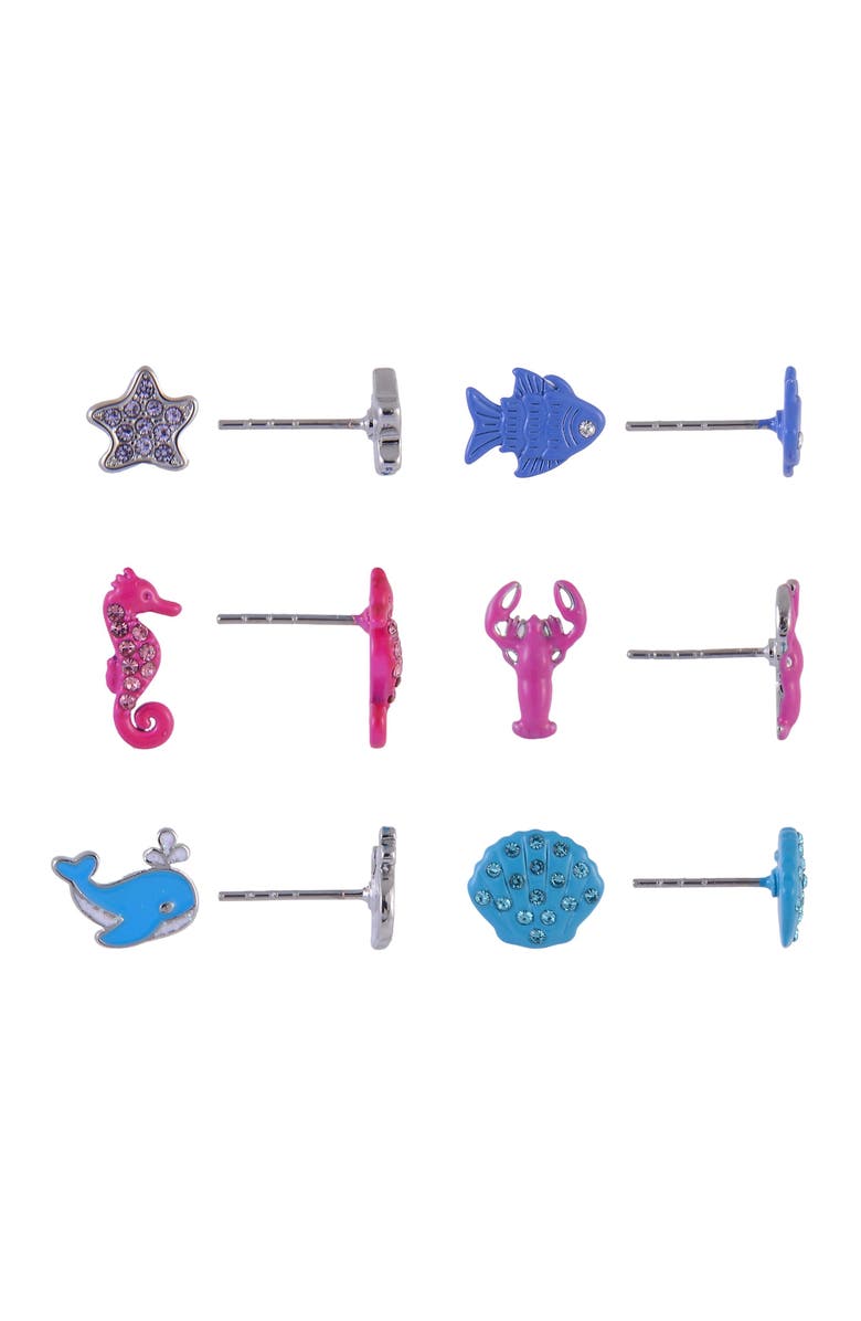 Hallmark 6 Pack Sea Life Stud Earring Set, Alternate, color, Multicolored