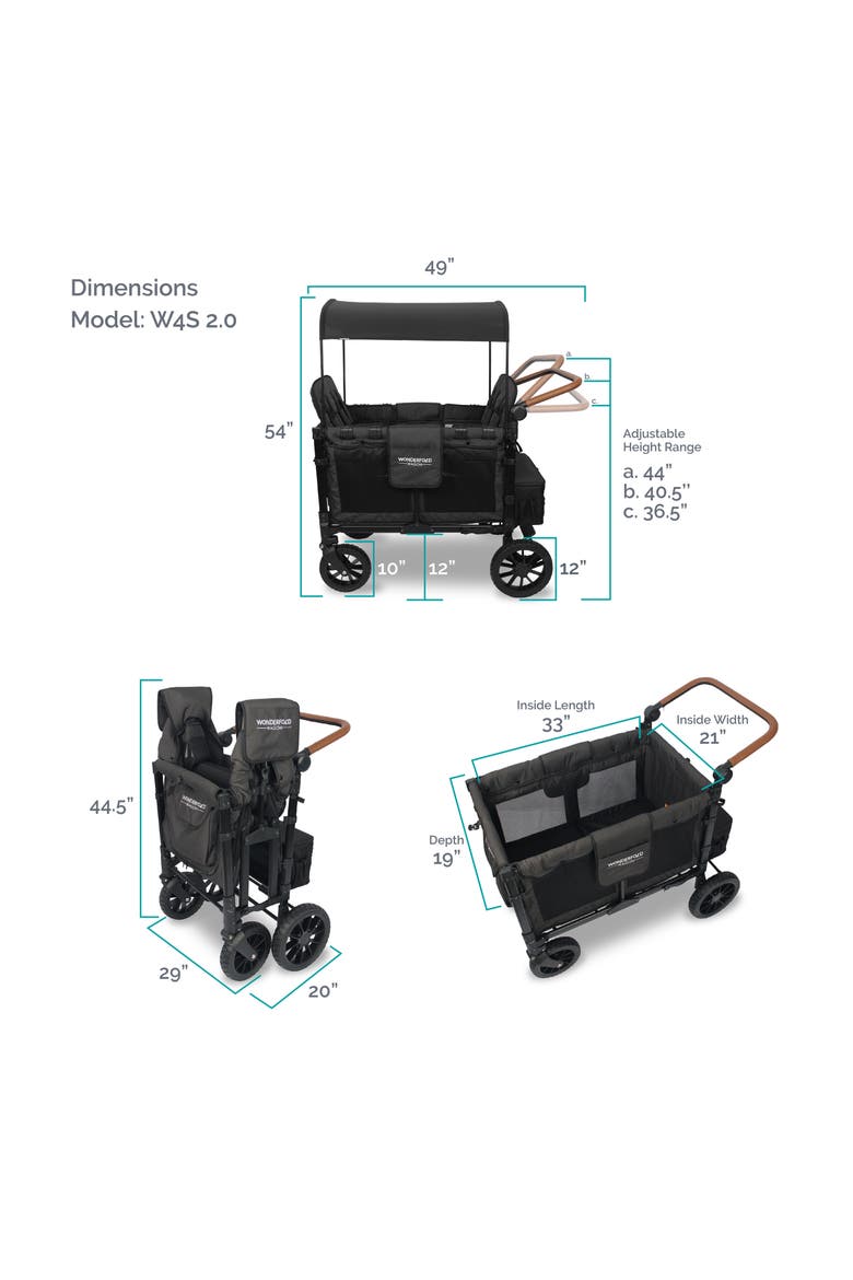 W4 Luxe 4-Passenger Multifunctional Stroller Wagon, Alternate, color, VOLCANIC BLACK