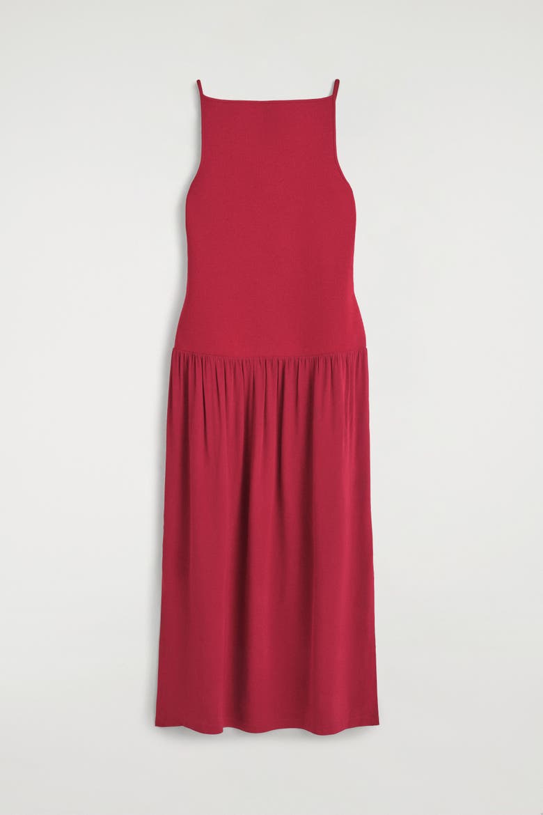 Contrast-Panel Maxi Dress, Alternate, color, RED