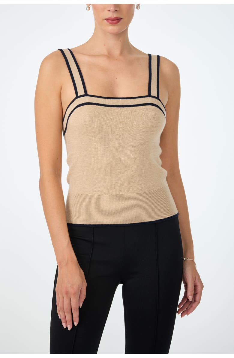 Trina Turk Casady Square Neck Knit Cami, Main, color, Camel/Indigo